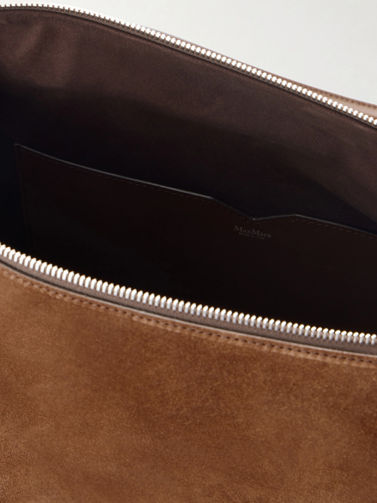 Leather-Trimmed Suede Shoulder Bag