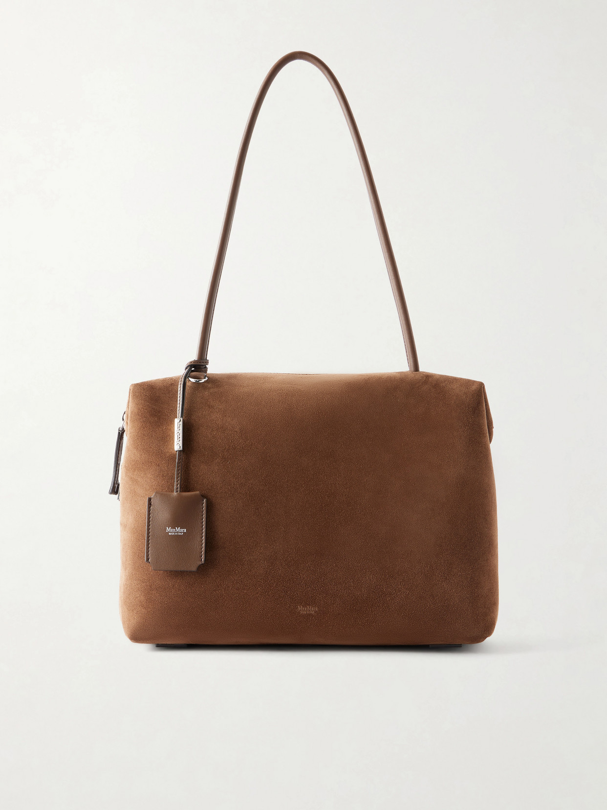 Max Mara Leather-trimmed Suede Shoulder Bag In Brown