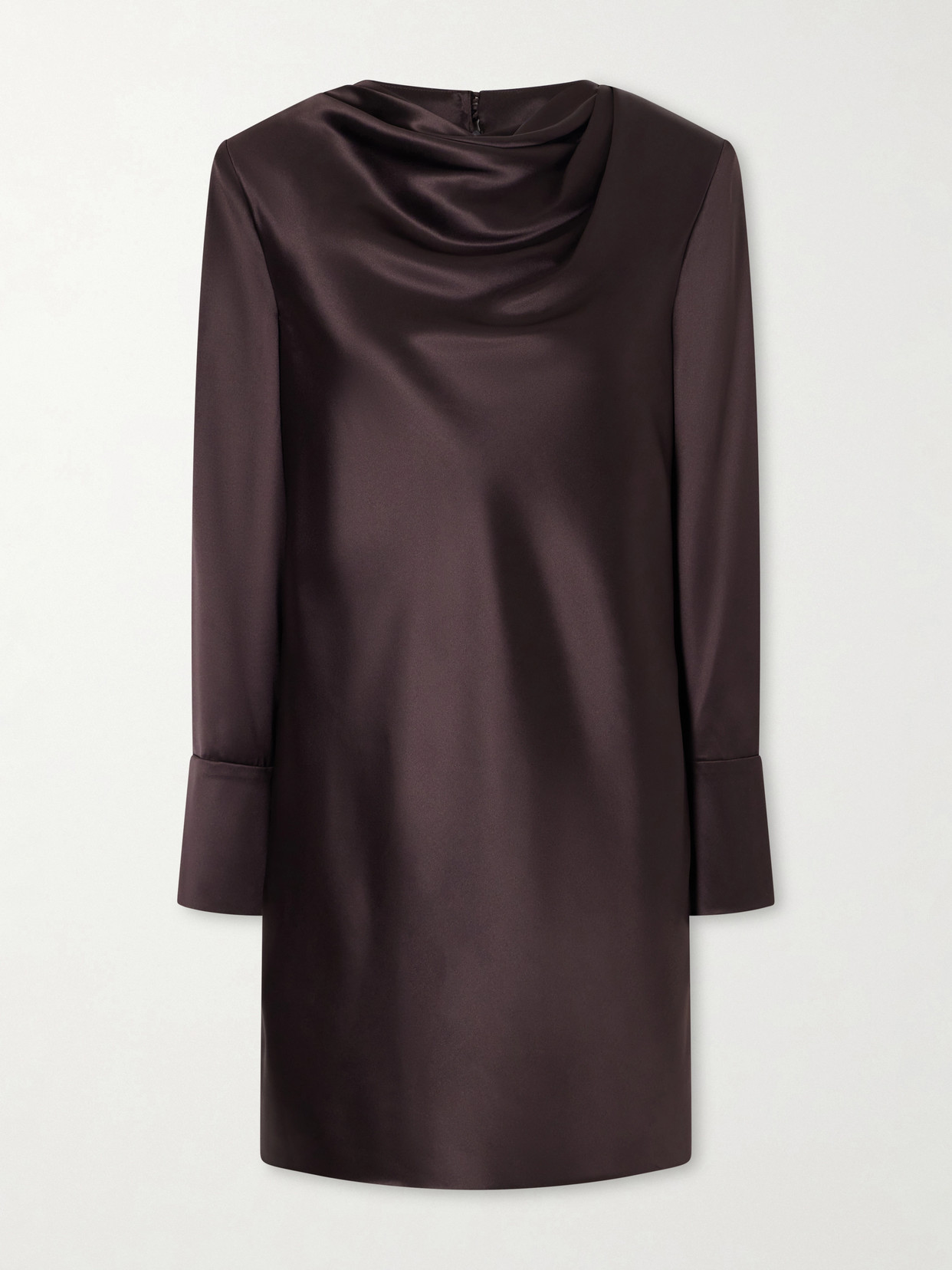 Veronica De Piante Amal Draped Silk-blend Satin Mini Dress In Brown
