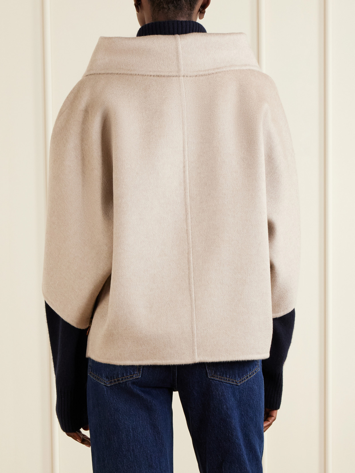 Draped Cashmere Short Coat