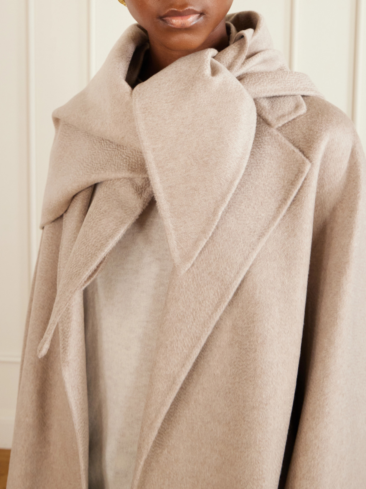 Belted Scarf-Detailed Cashmere Coat
