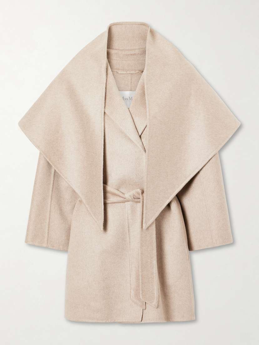 Max Mara Belted Scarf-detailed Cashmere Coat