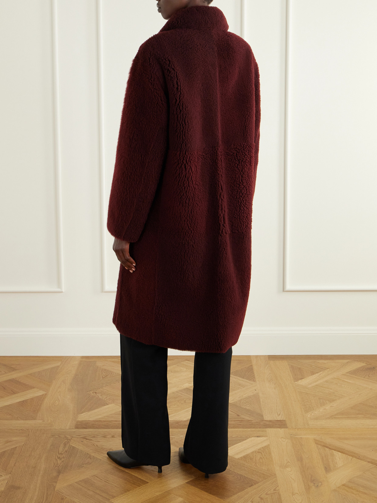 Veronica De Piante Romy Shearling Coat In Red