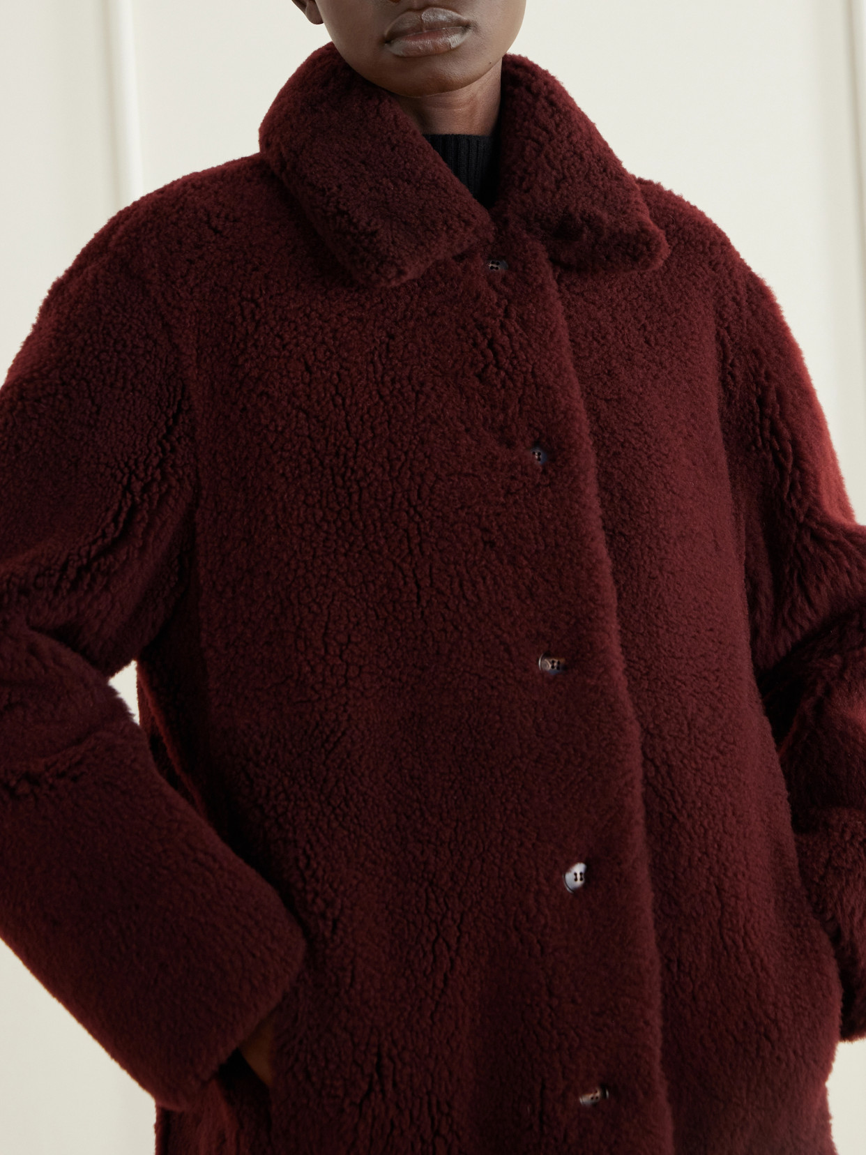 Veronica De Piante Romy Shearling Coat In Red