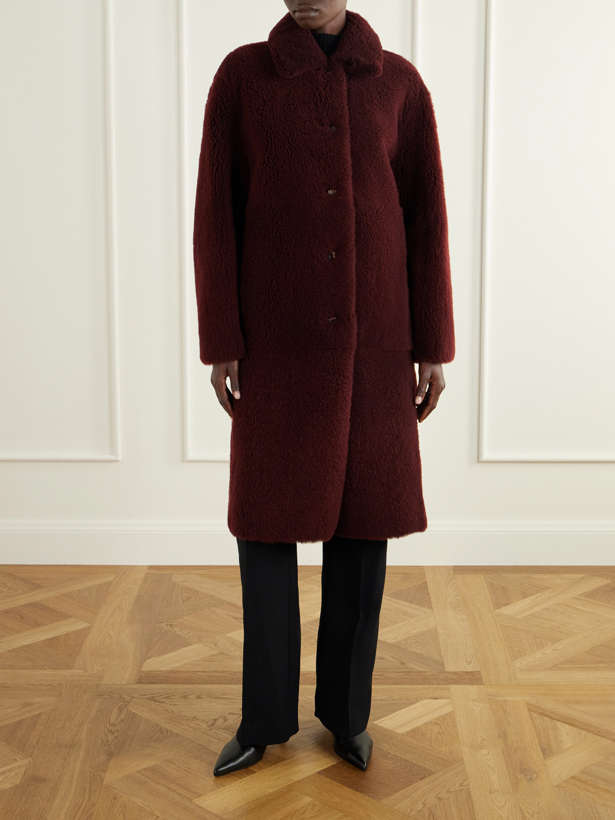 Veronica De Piante Romy Shearling Coat In Red