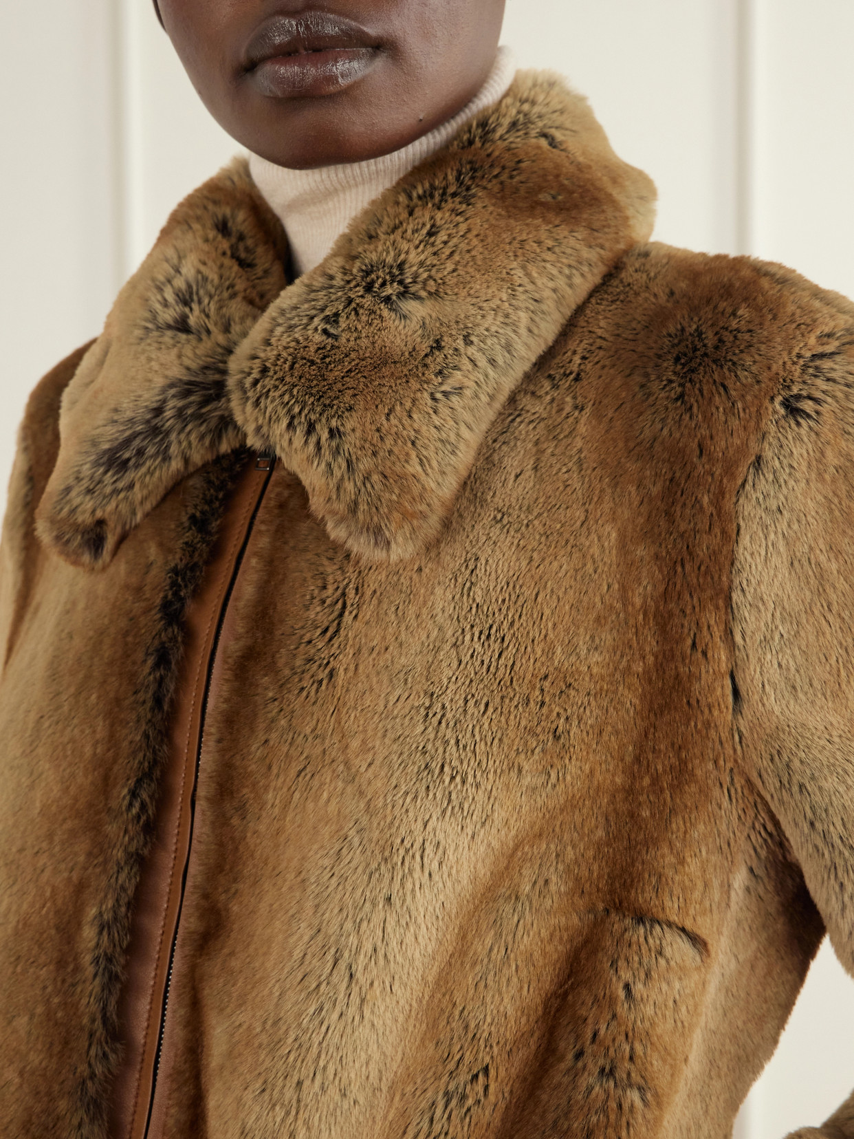 Mireia Leather-Trimmed Plush Jacket