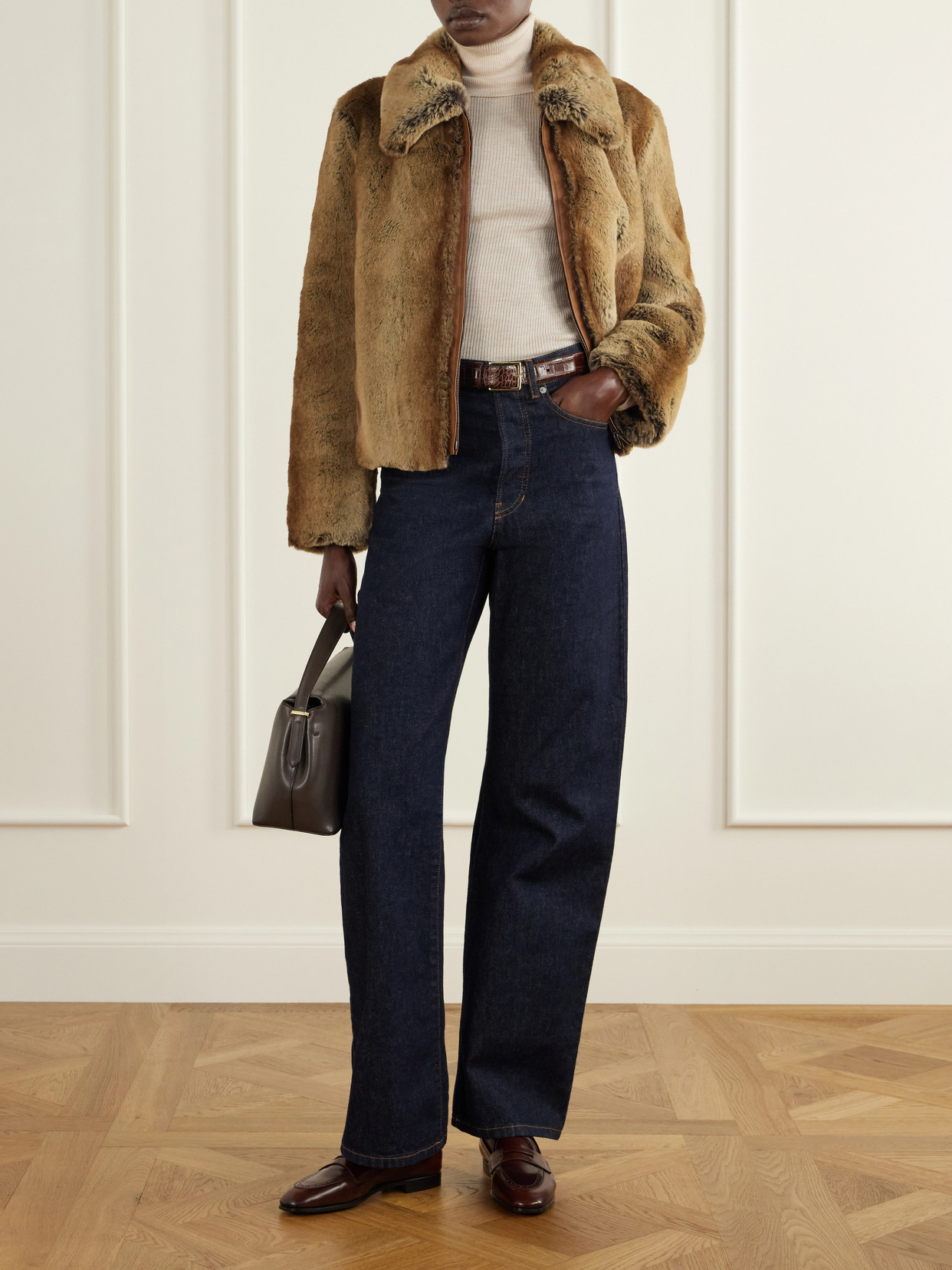 Mireia Leather-Trimmed Plush Jacket