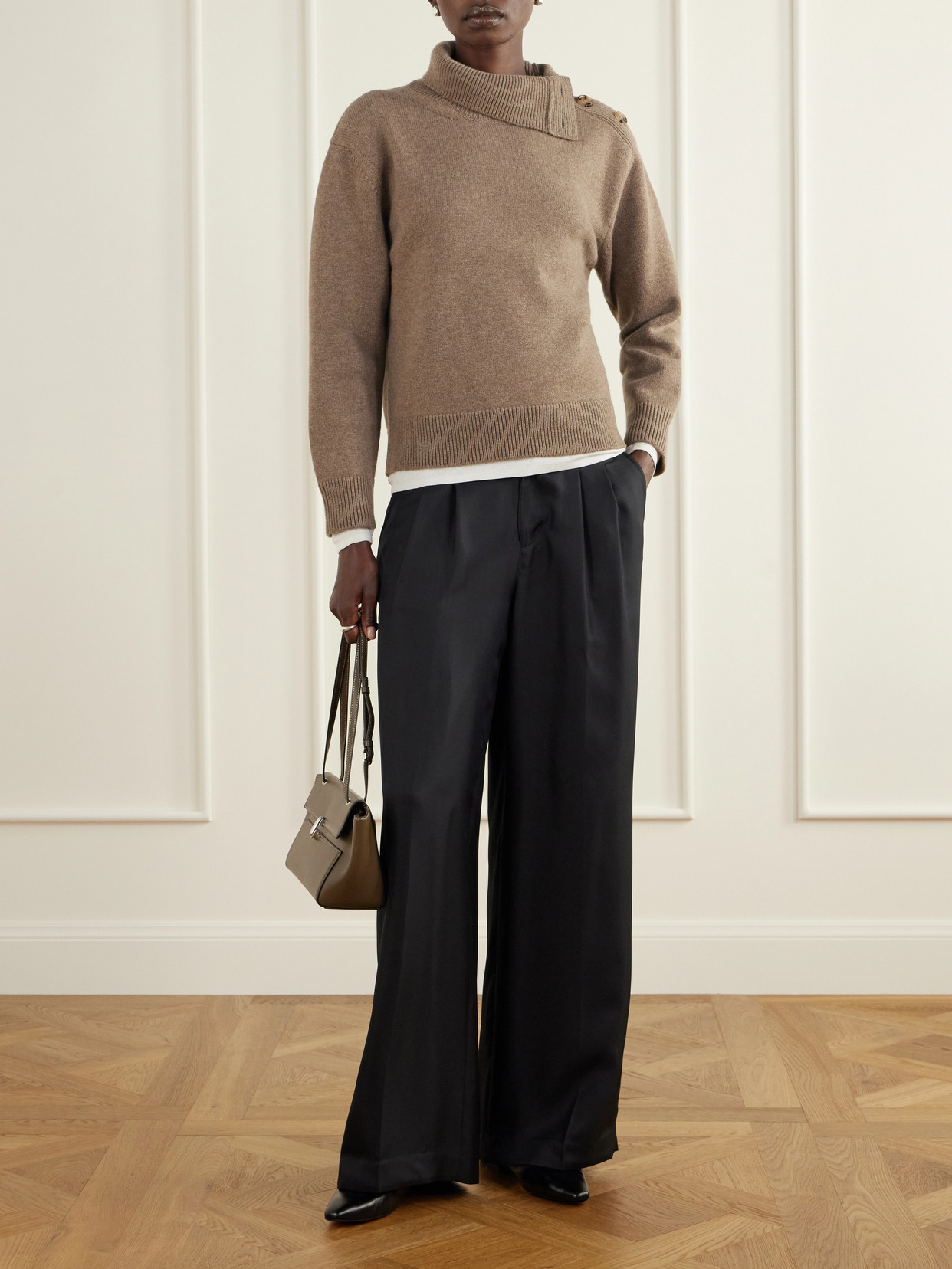 Cielo Buttoned Turtleneck Wool And Cashmere-Blend Sweater