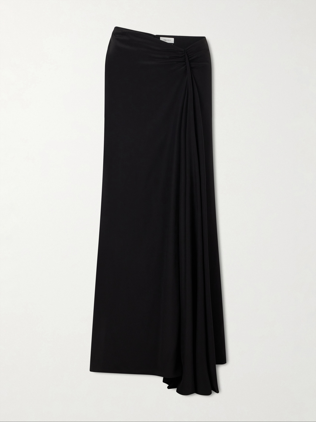 Alexander Mcqueen Draped Silk Maxi Skirt In Black
