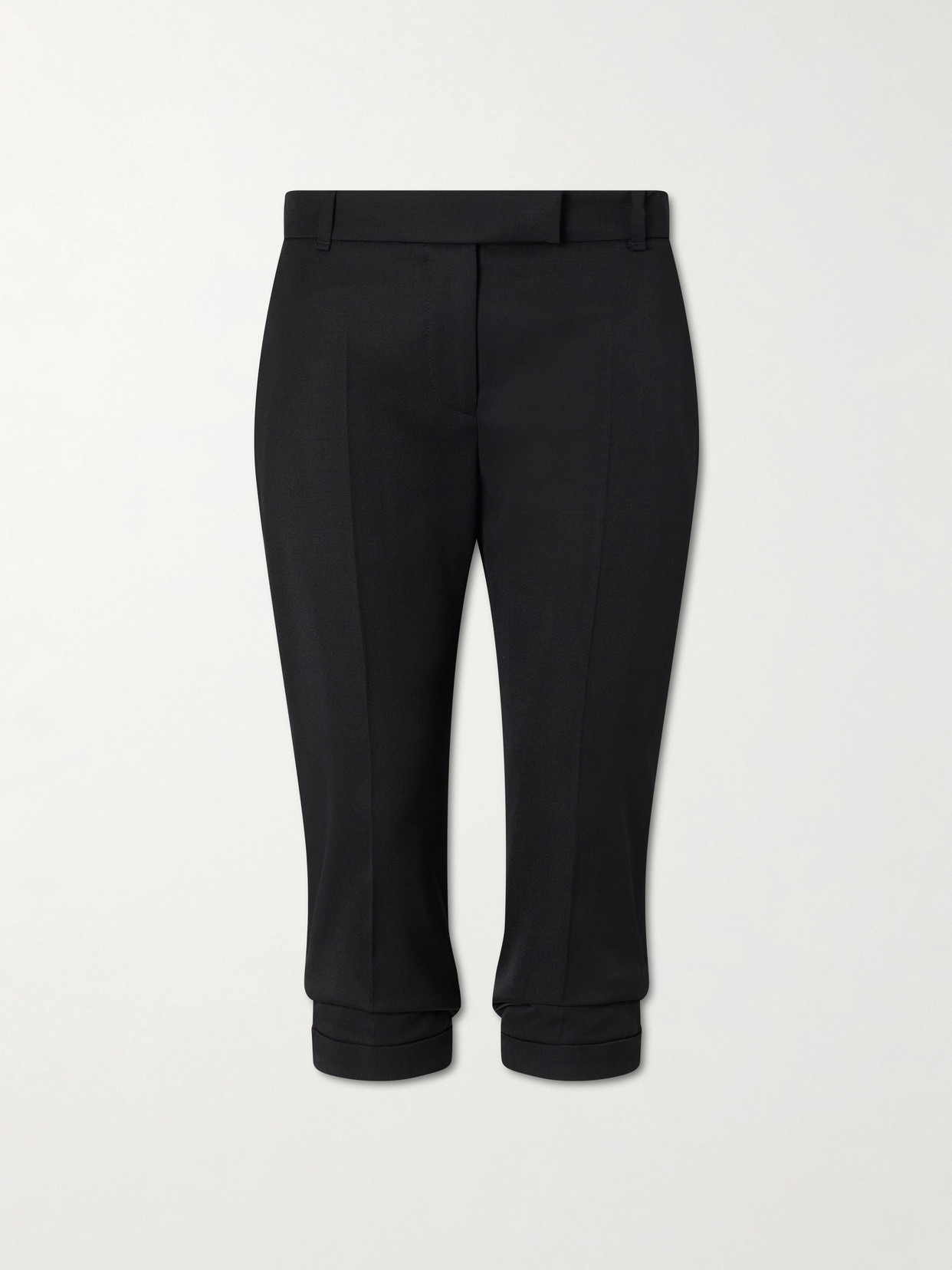 Alexander Mcqueen Wool Straight-leg Capri Pants In Black