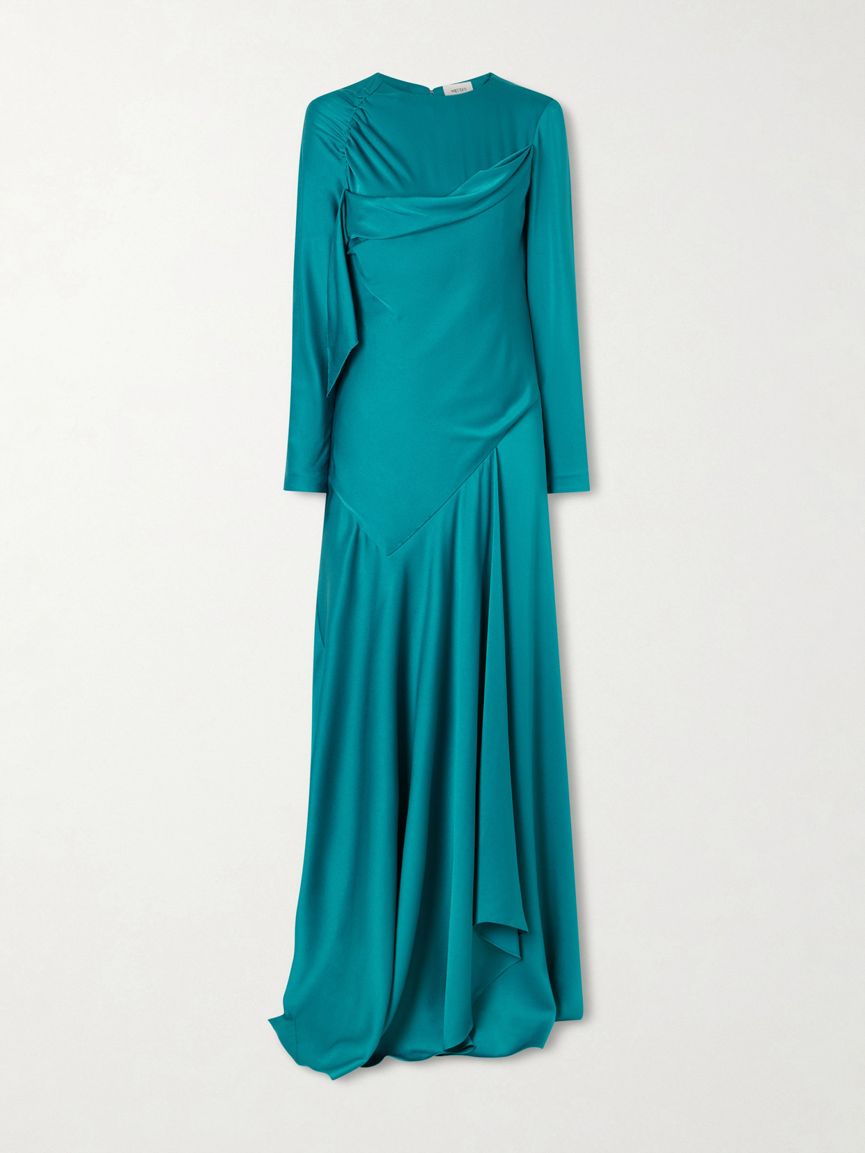 Alexander Mcqueen Draped Satin Gown In Blue
