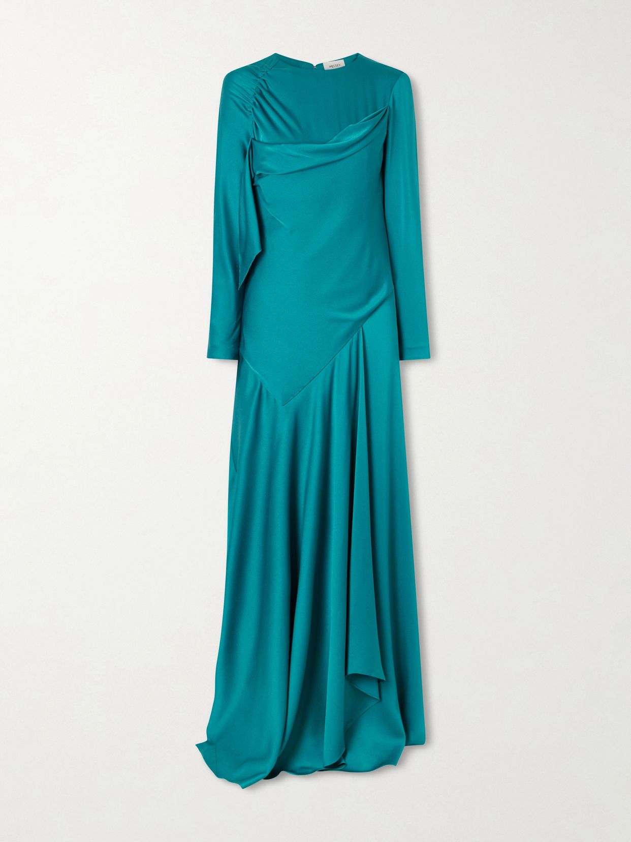 draped satin gown