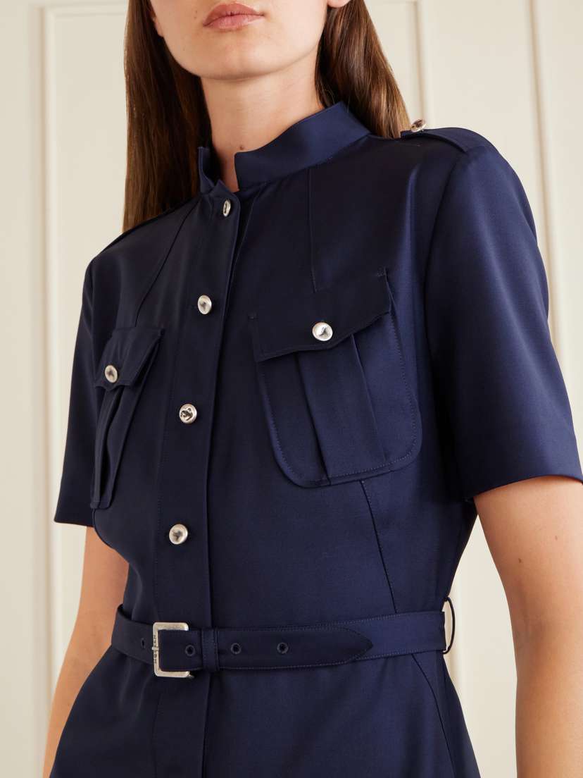 Alexander McQueen Police Belted Pleated Midi Dress | Thumbnail 4 Alexander McQueen Police Belted Pleated Midi Dress | Thumbnail 4