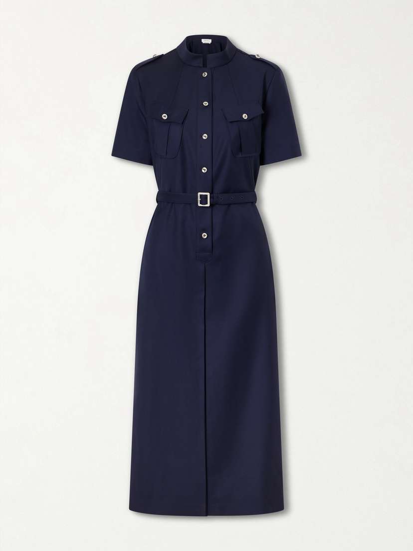 Police Belted Pleated Midi Dress