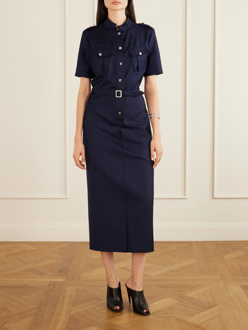 McQueen Police belted pleated midi dress