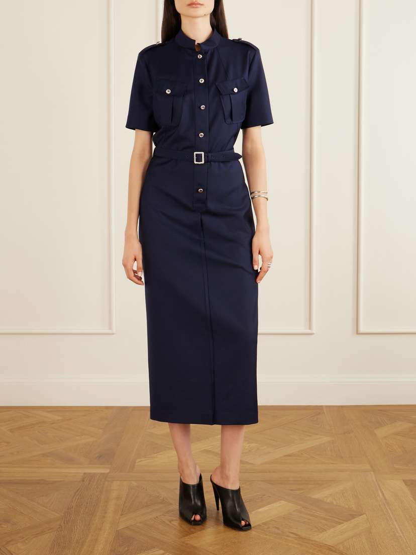Alexander McQueen Police Belted Pleated Midi Dress | Thumbnail 2 Alexander McQueen Police Belted Pleated Midi Dress | Thumbnail 2