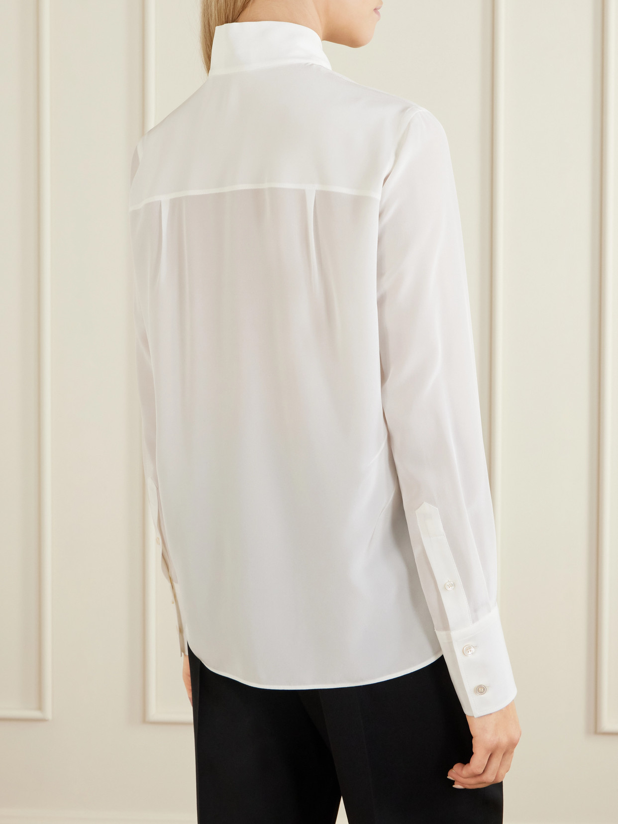 Tie-Detailed Silk-Twill Shirt