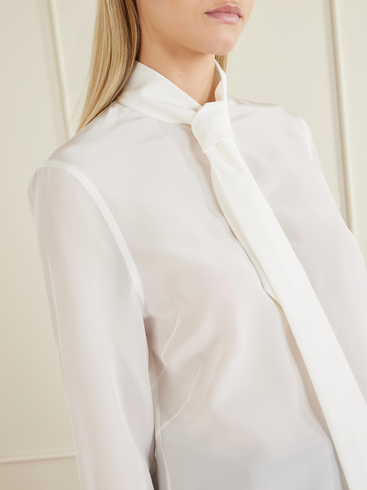 Tie-Detailed Silk-Twill Shirt