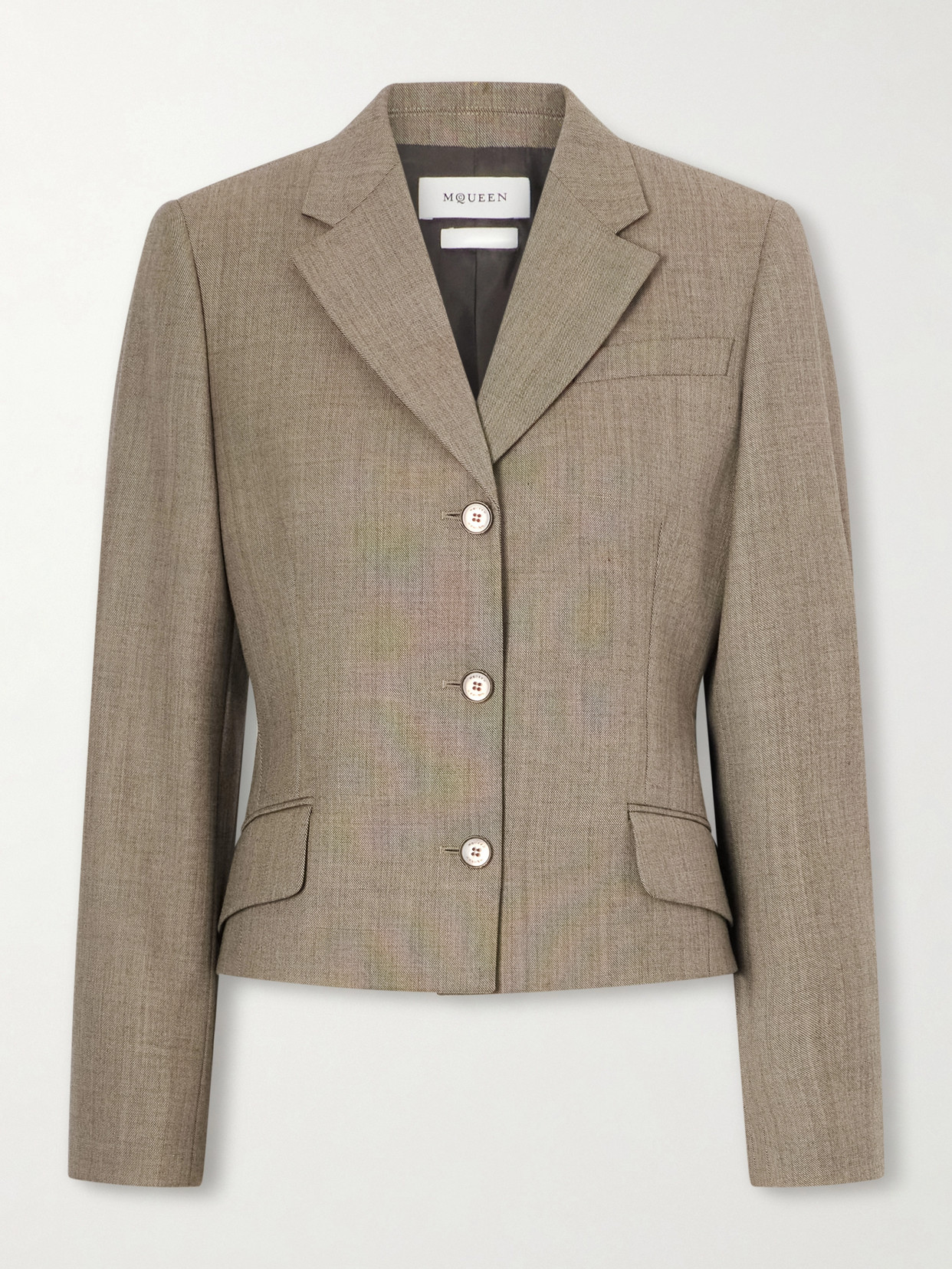 Alexander Mcqueen Wool Twill Blazer In Gray
