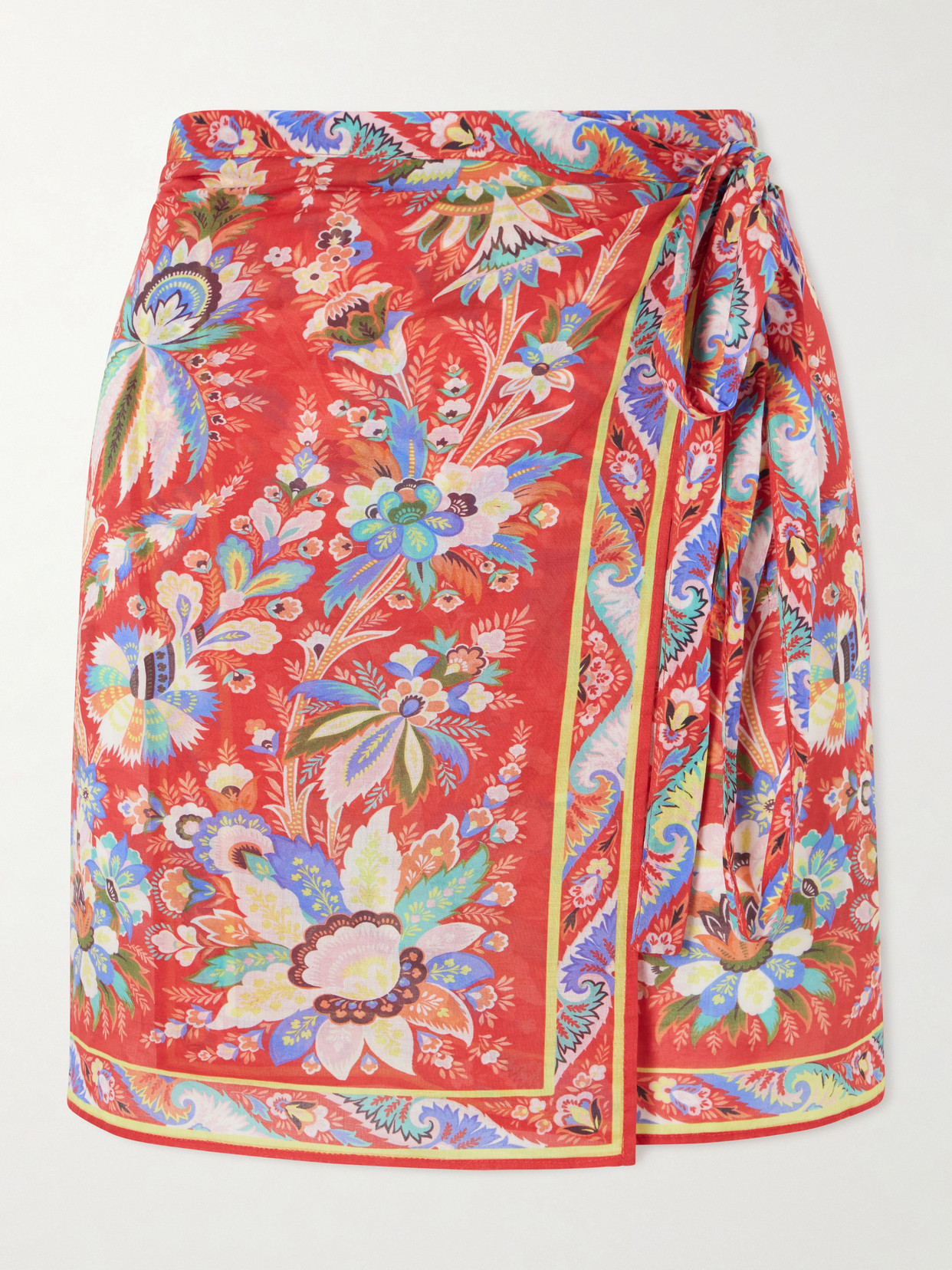 Etro Floral-print Voile Sarong In Red