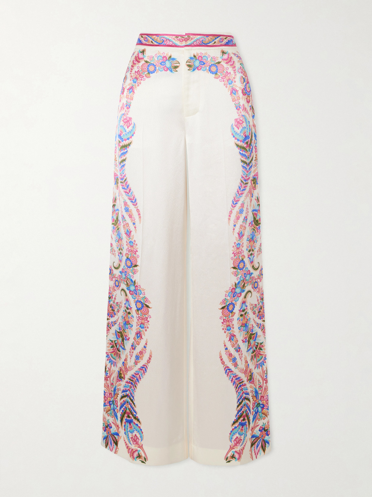 Etro Floral-print Crepe Wide-leg Pants In Multi