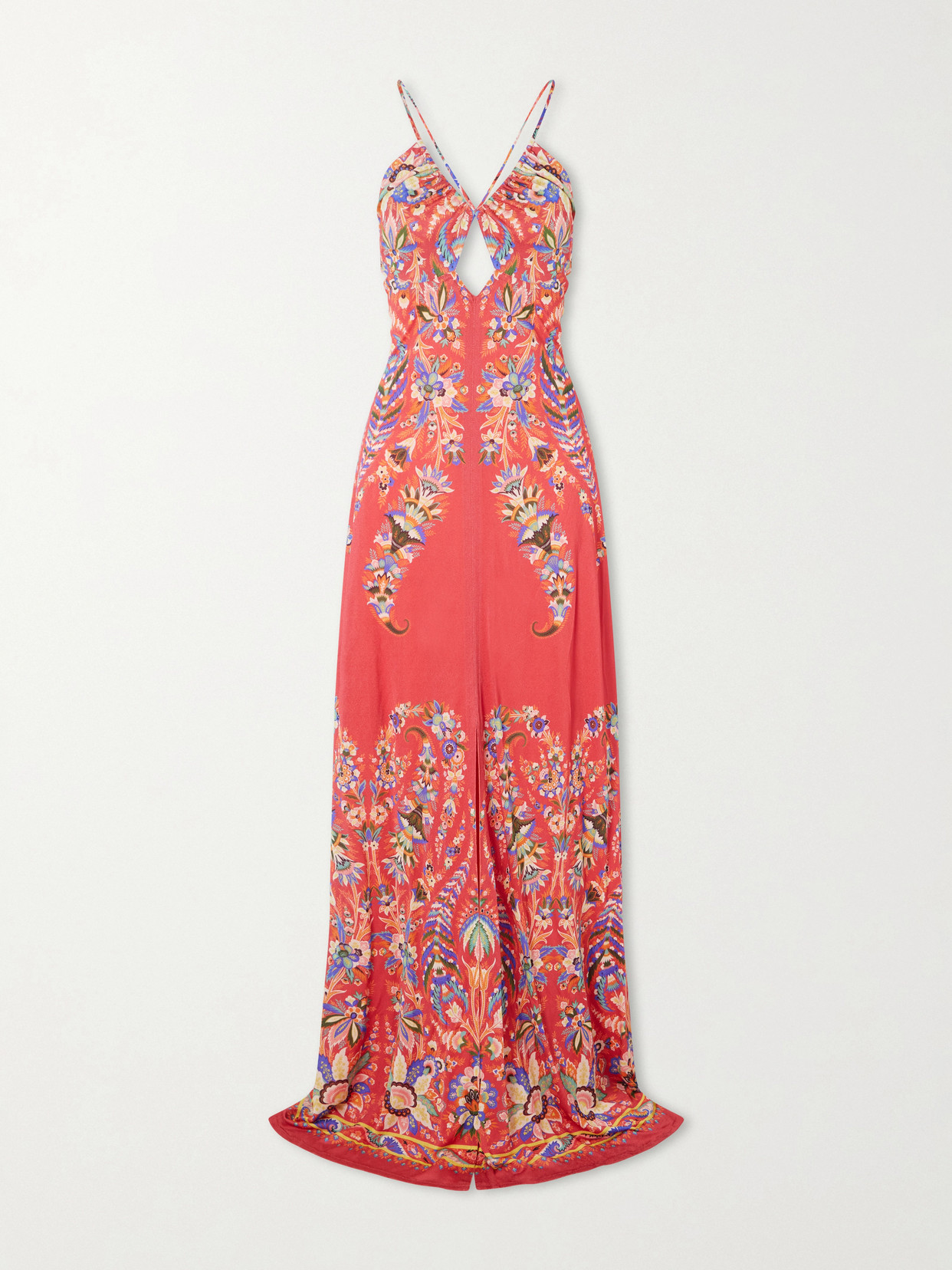 Etro Floral-print Crepe Maxi Dress In Red