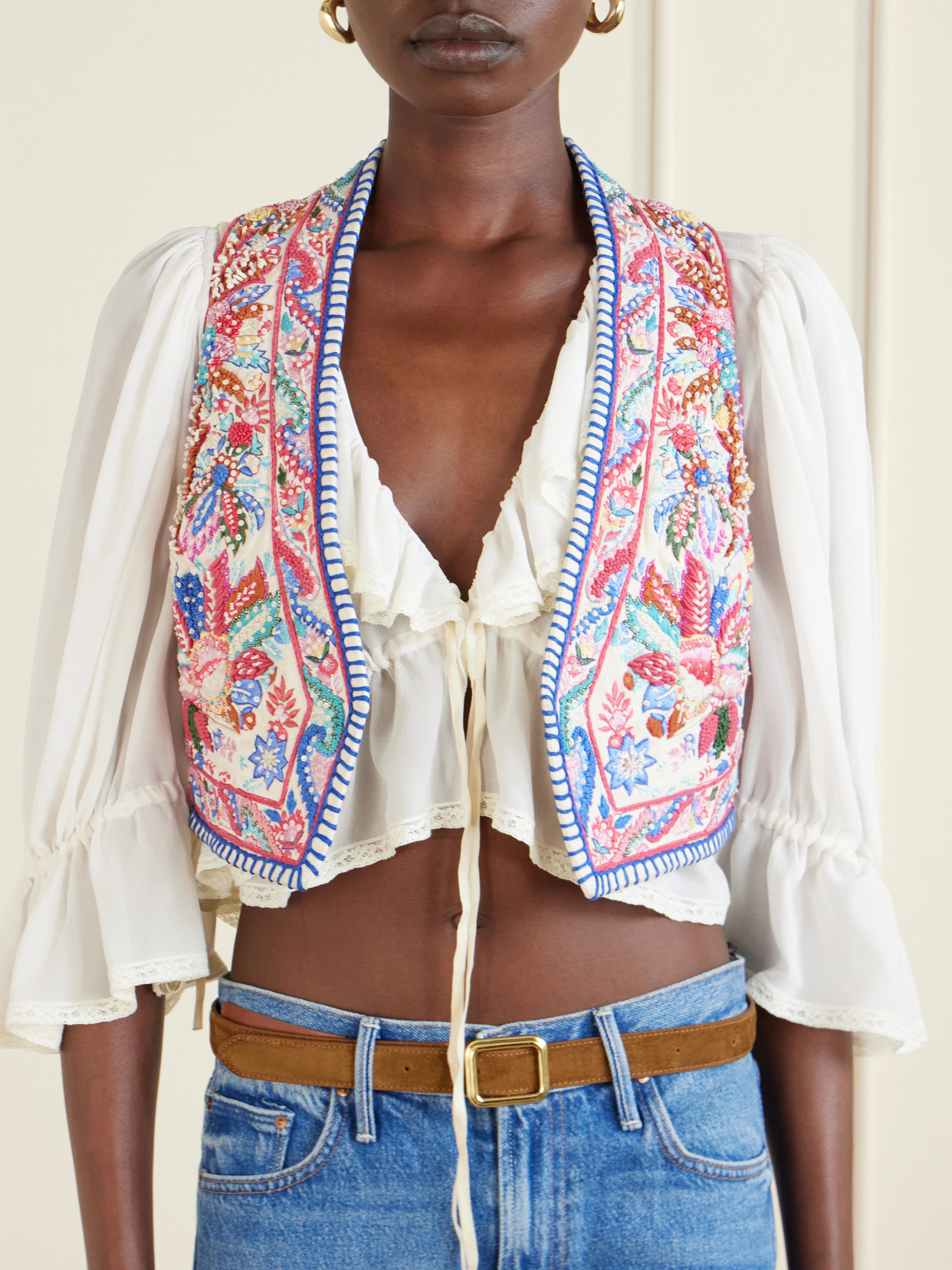 Embroidered Cotton Vest