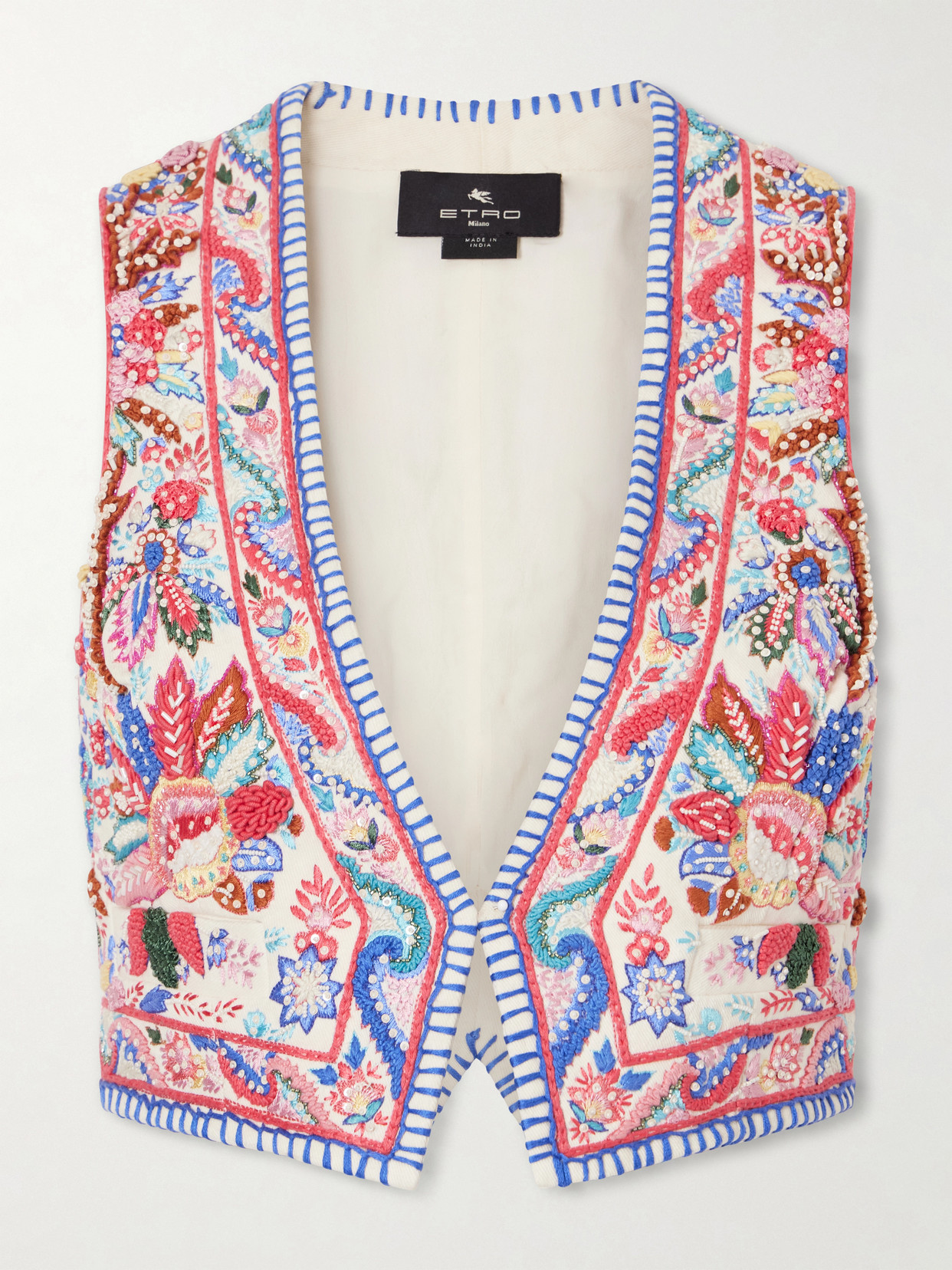 Etro Embroidered Cotton Vest In Multi