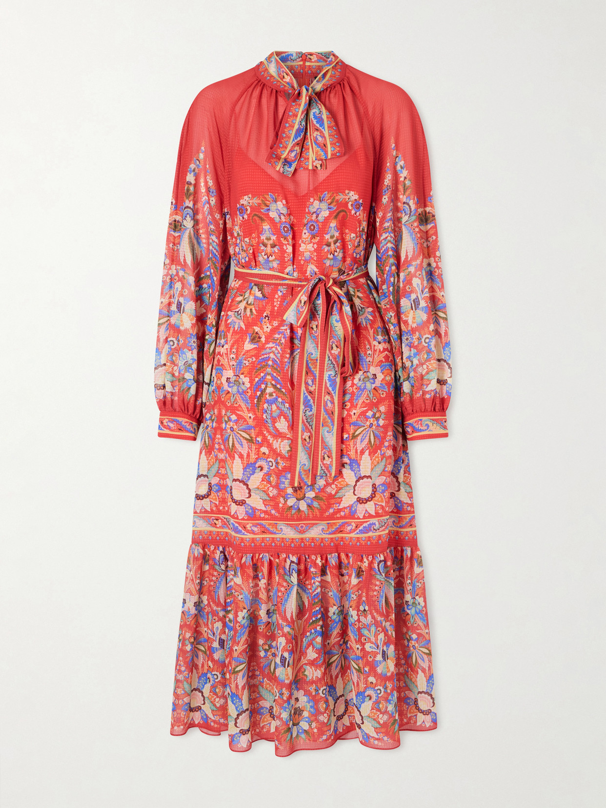 Etro Floral-print Chiffon Midi Dress In Red