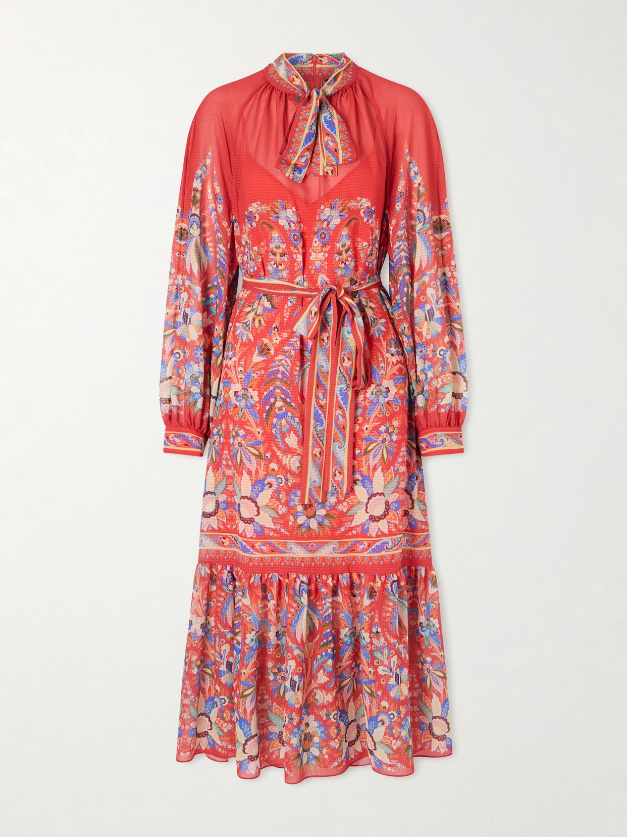 Floral-print chiffon midi dress