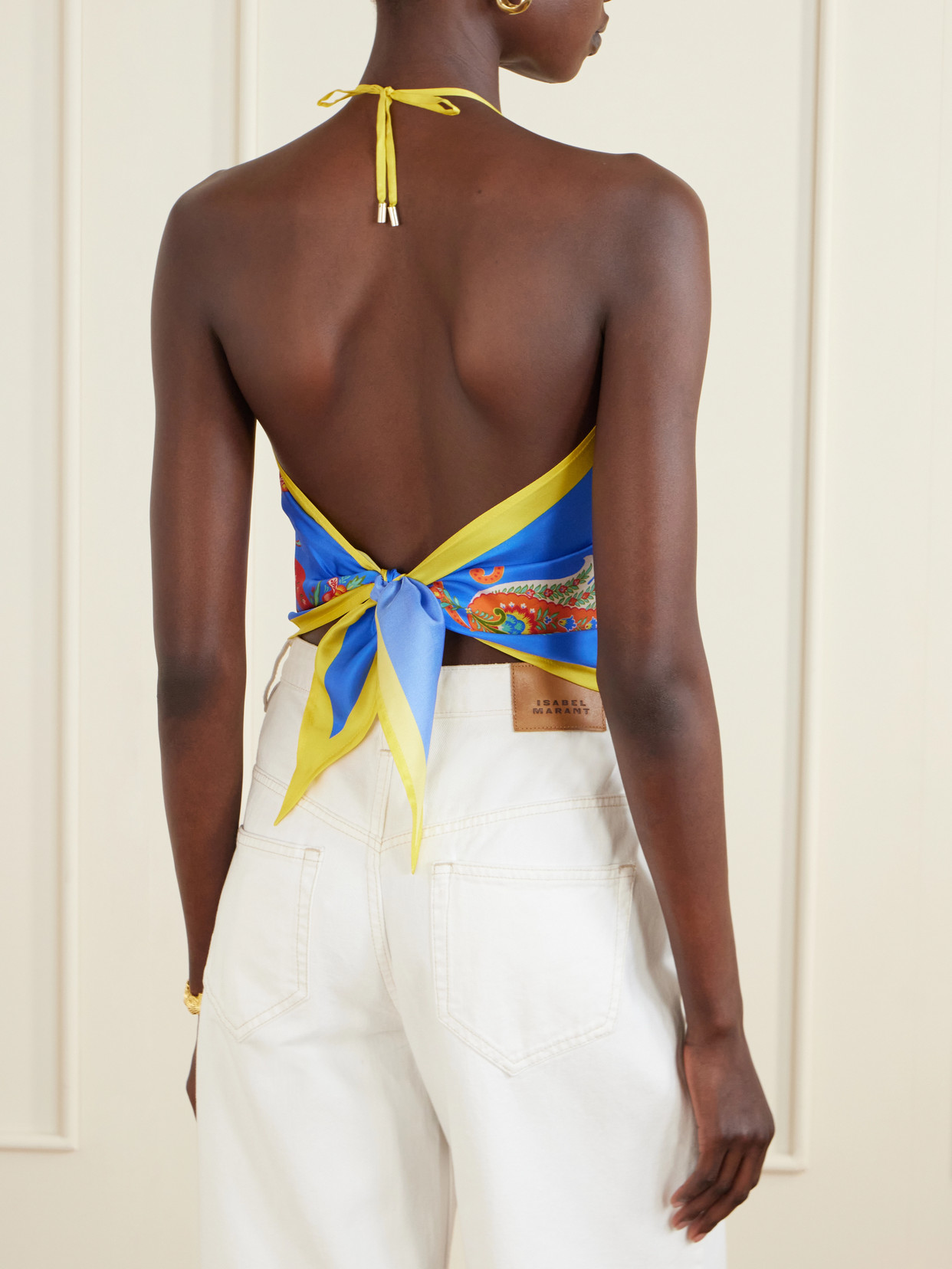 Paisley-Print Silk-Twill Halterneck Top