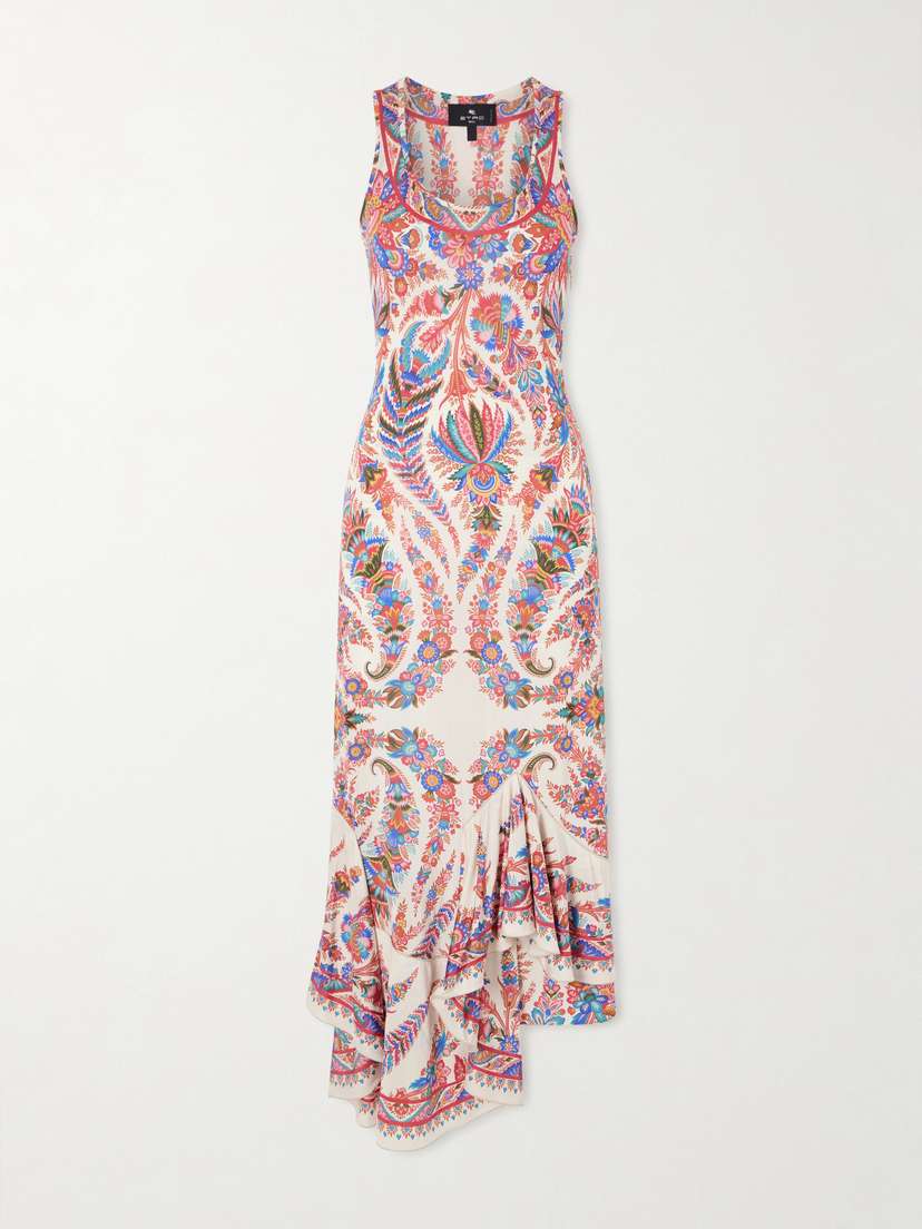 Etro Cut-out Paisley-print Satin-jersey Midi Dress