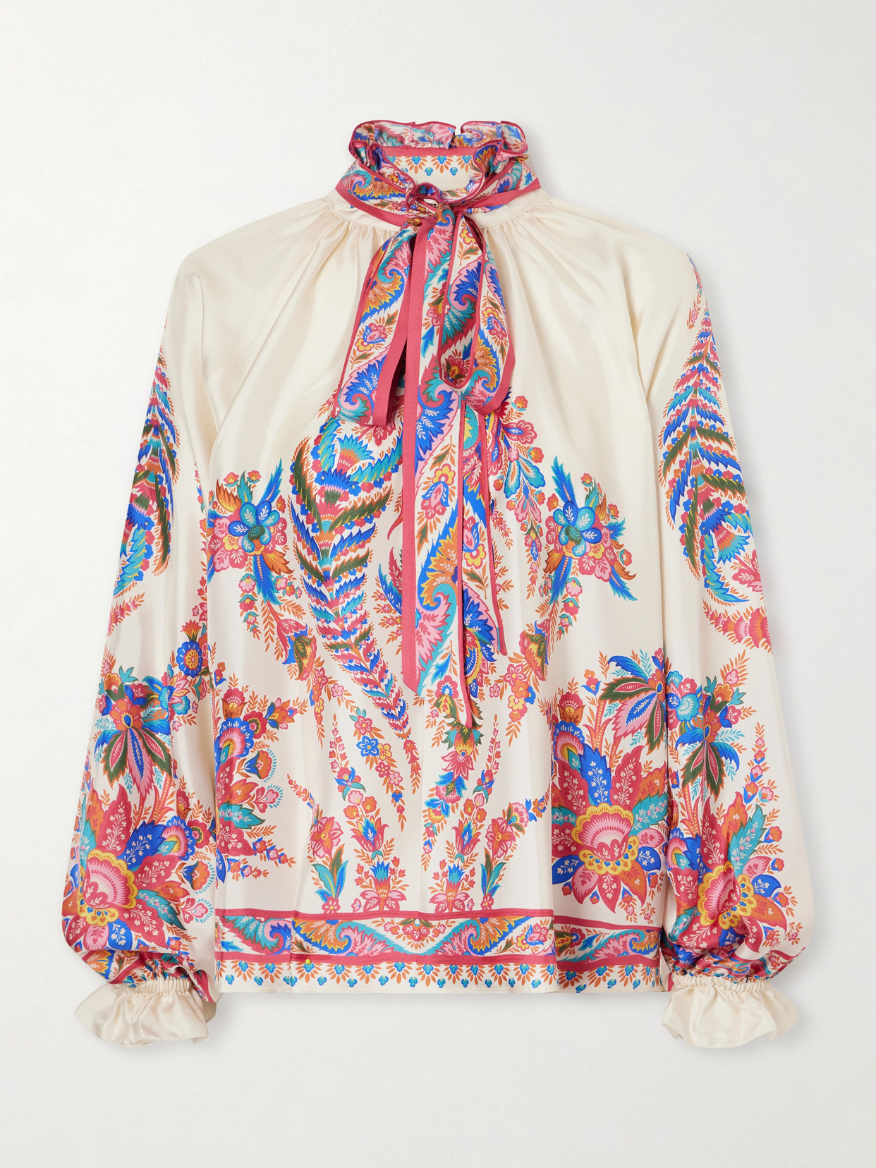 Etro Pussy-bow Paisley-print Silk Blouse In Multi