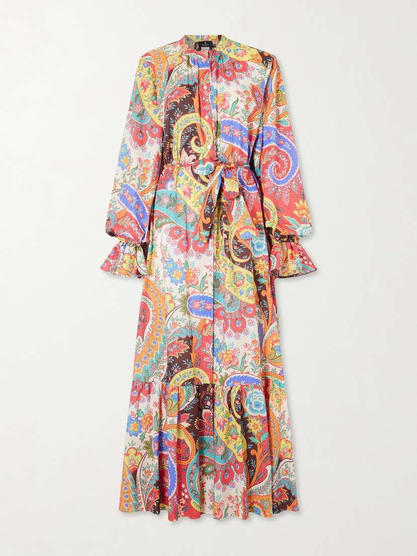 Etro Belted Opaisley-print Cotton-voile Maxi Shirt Dress