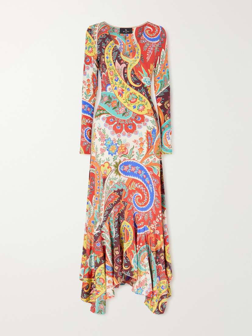 Etro Ruffled Paisley-print Jersey Maxi Dress
