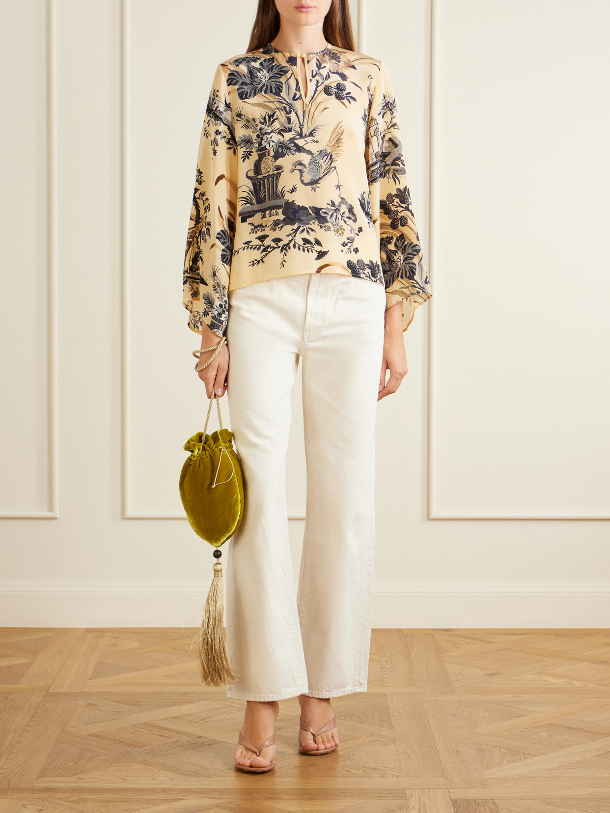 Floral-Printed Silk Crepe De Chine Blouse