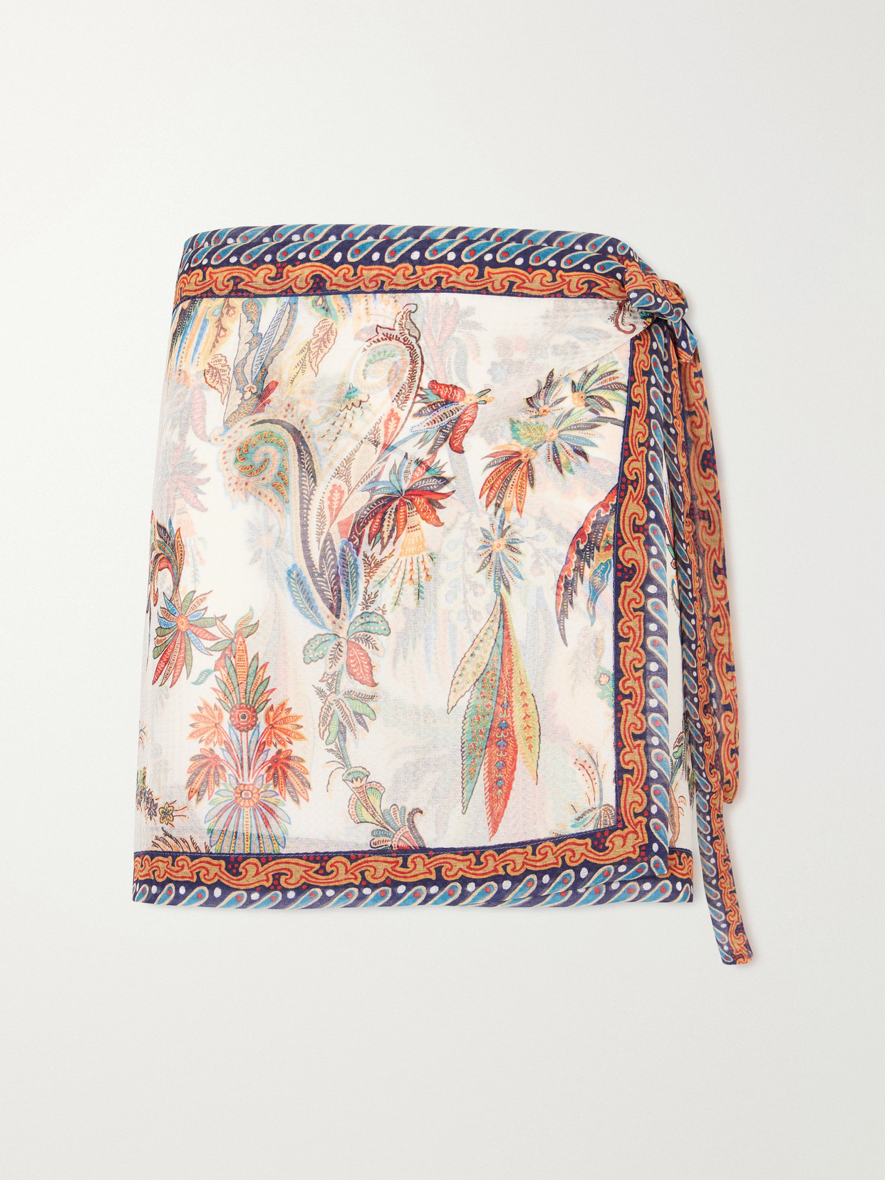 Etro - Printed Voile Mini Wrap Skirt - White