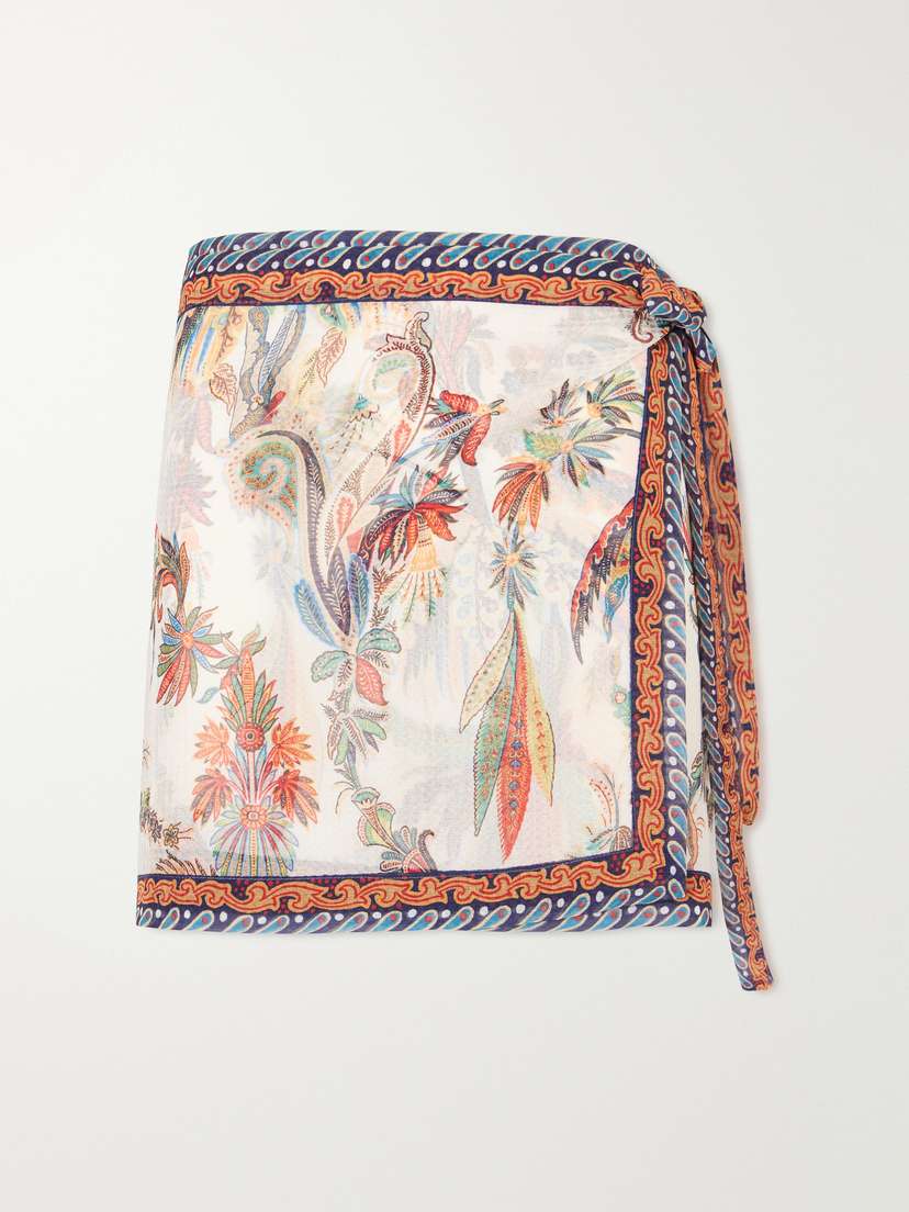 Etro Printed Voile Mini Wrap Skirt