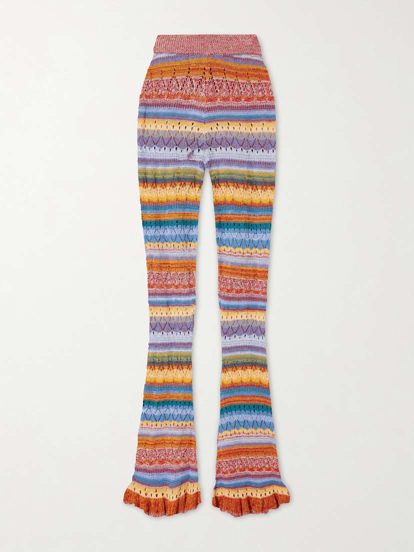 Etro Striped Open-knit Cotton Straight-leg Pants | Thumbnail 5