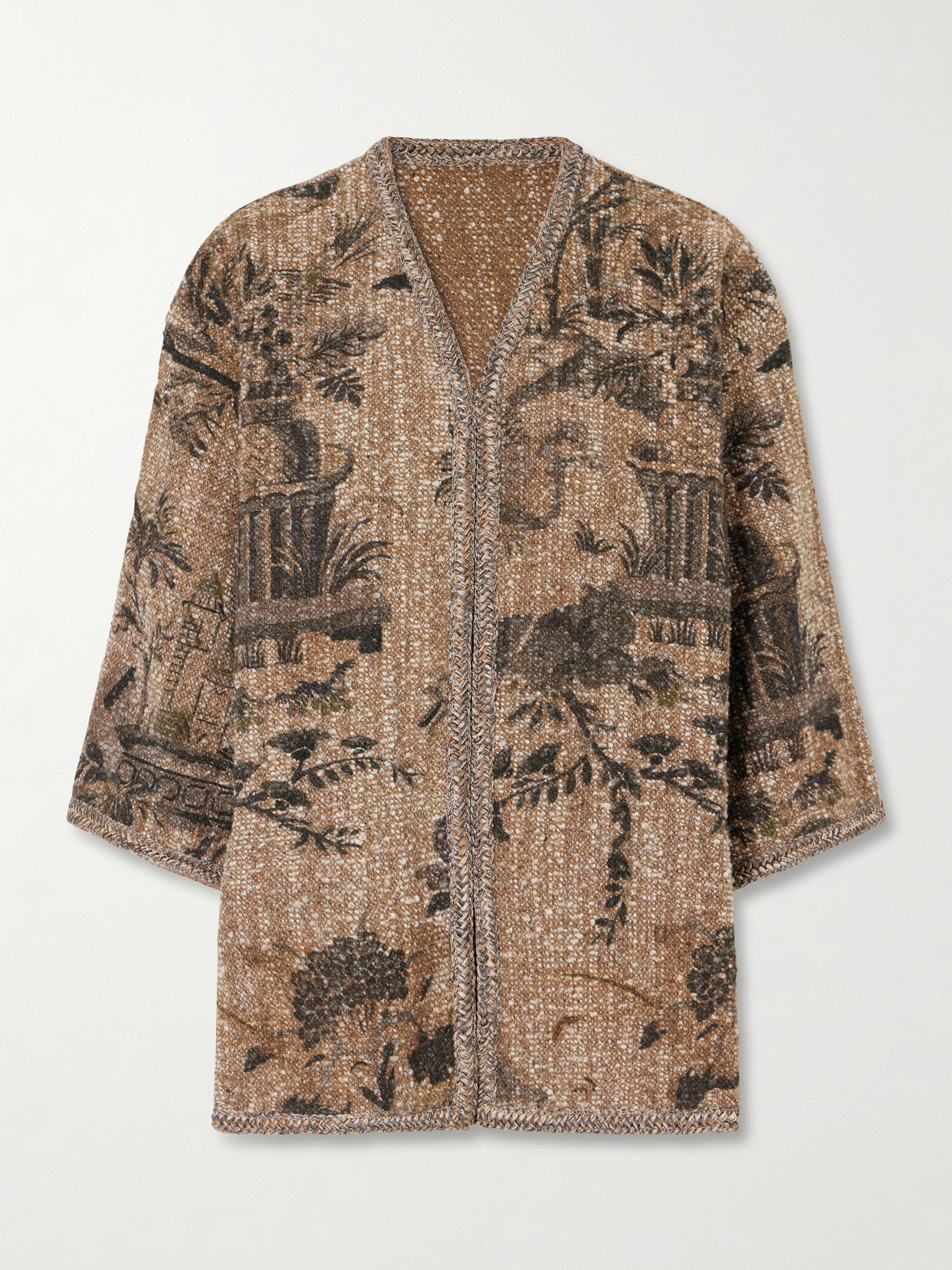 Etro Kesa Embroidered Bouclé Jacket In Neutrals