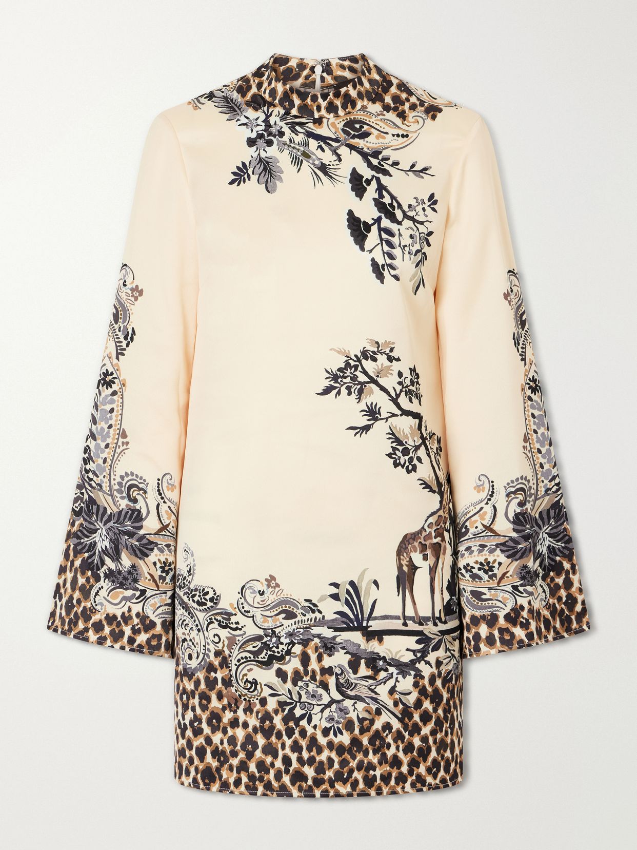 Printed satin mini dress