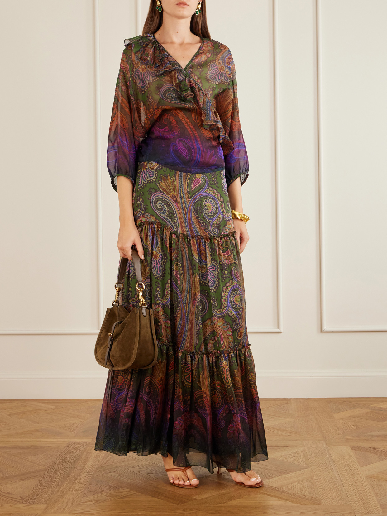 Printed Ruffled Maxi