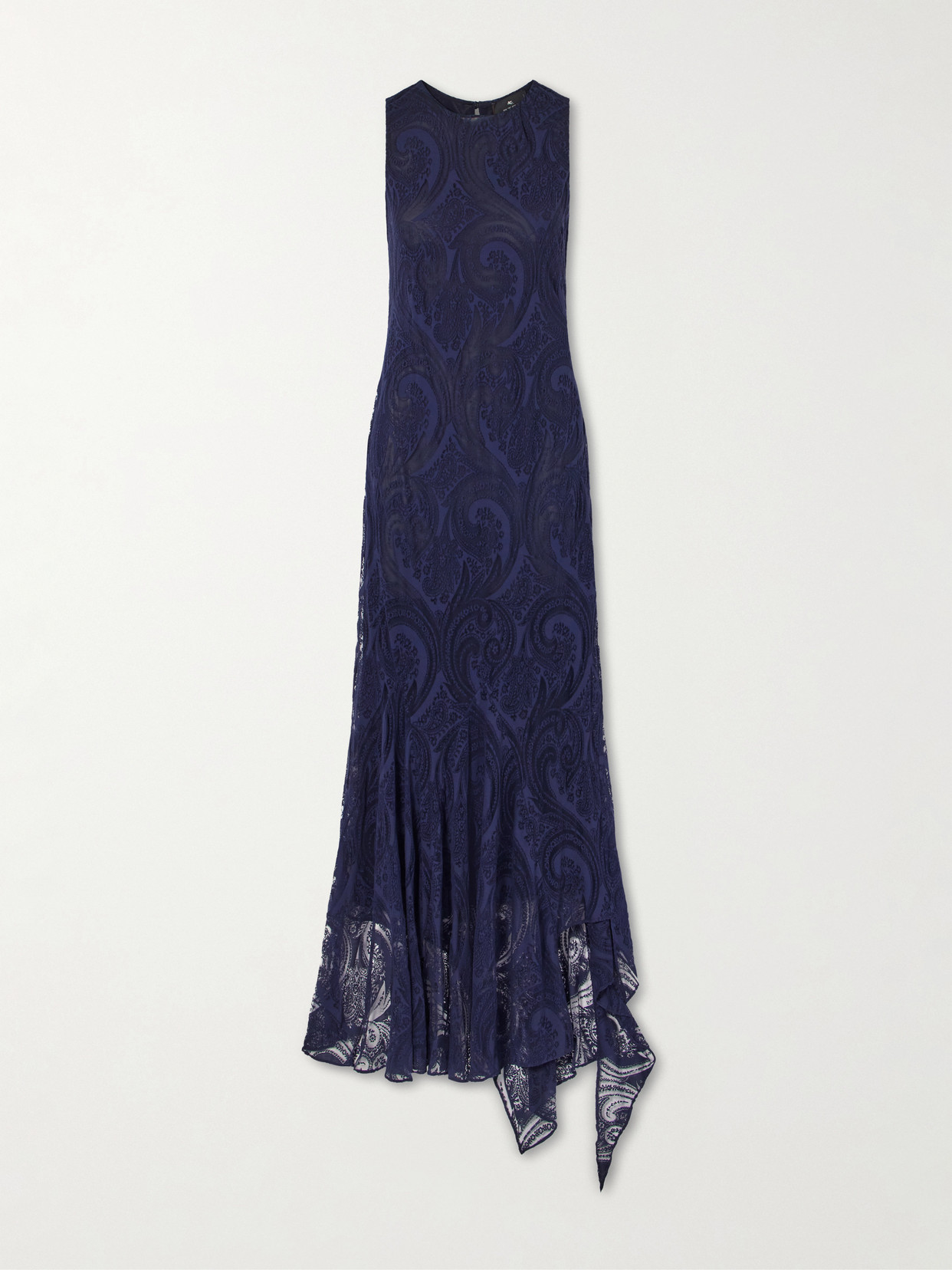 Etro Devoré Cotton-blend Crepe-jersey Maxi Dress In Blue