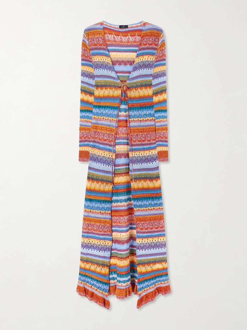 Etro Striped Pointelle-knit Cotton Cardigan | Thumbnail 5 Etro Striped Pointelle-knit Cotton Cardigan | Thumbnail 5