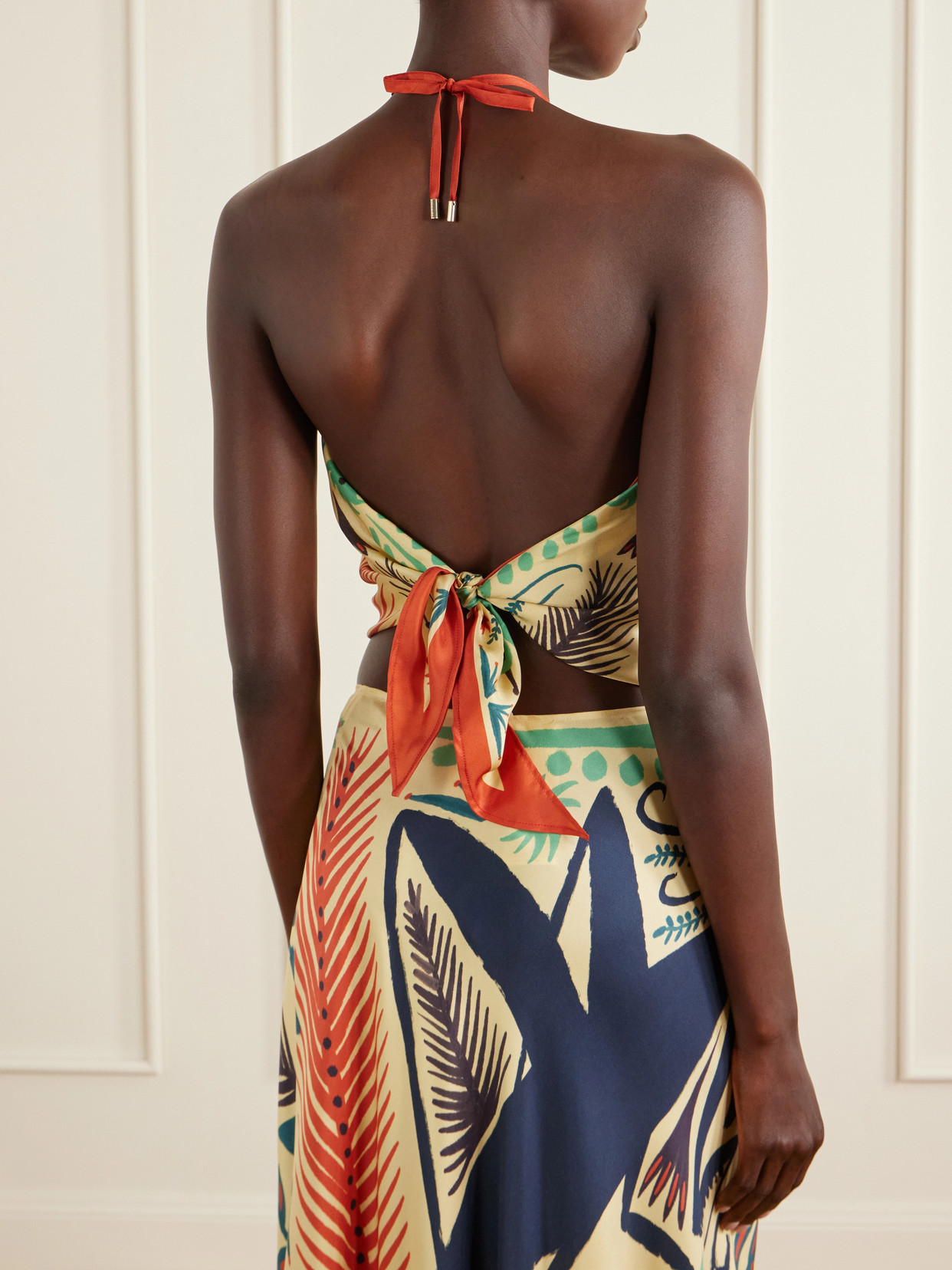Triangle Floral-Print Silk-Twill Top