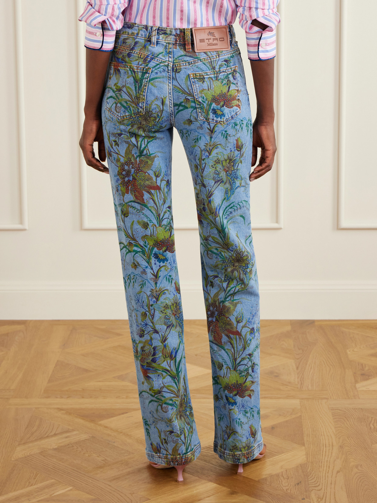 Floral-Print Straight-Leg Jeans