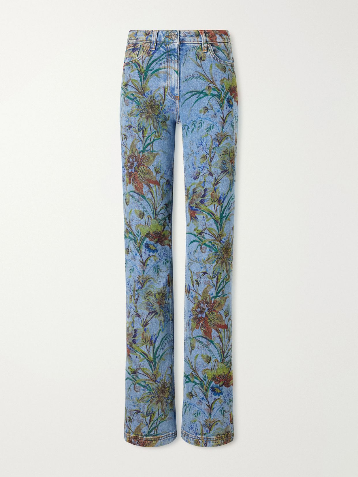 floral print straight leg jeans