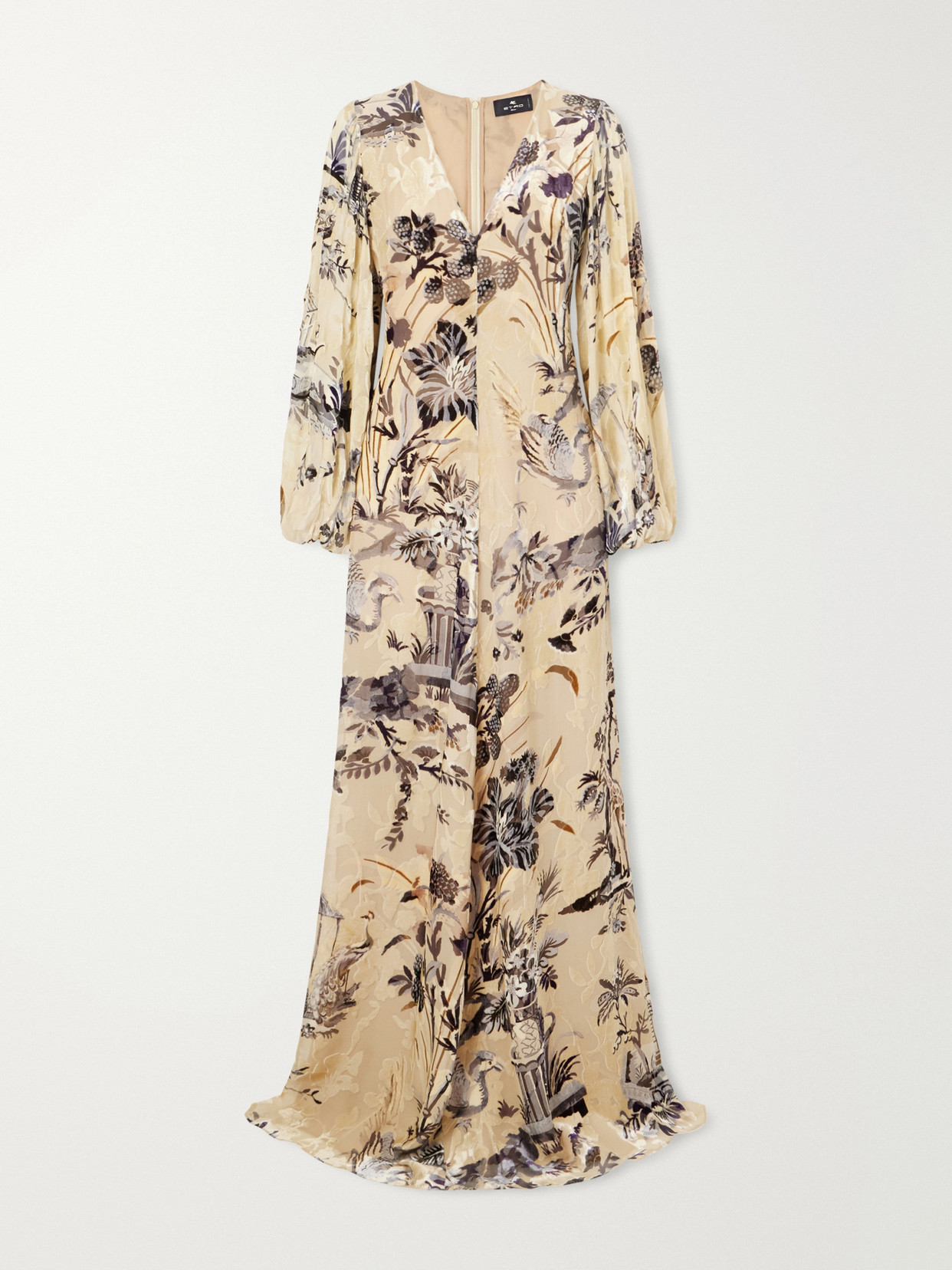 Etro Printed Floral-jacquard Maxi Dress In Neutrals