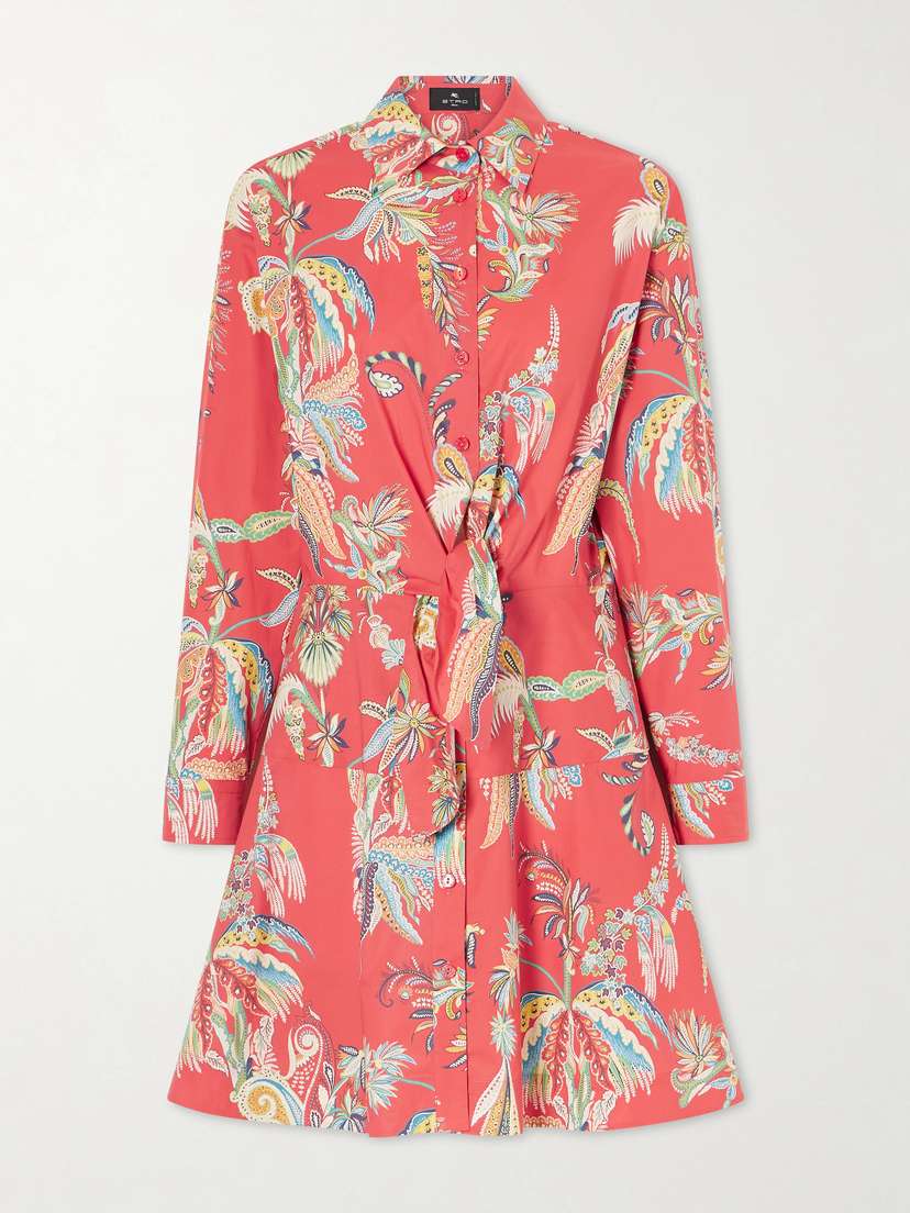 Etro Knotted Printed Cotton-blend Mini Dress | Thumbnail 5