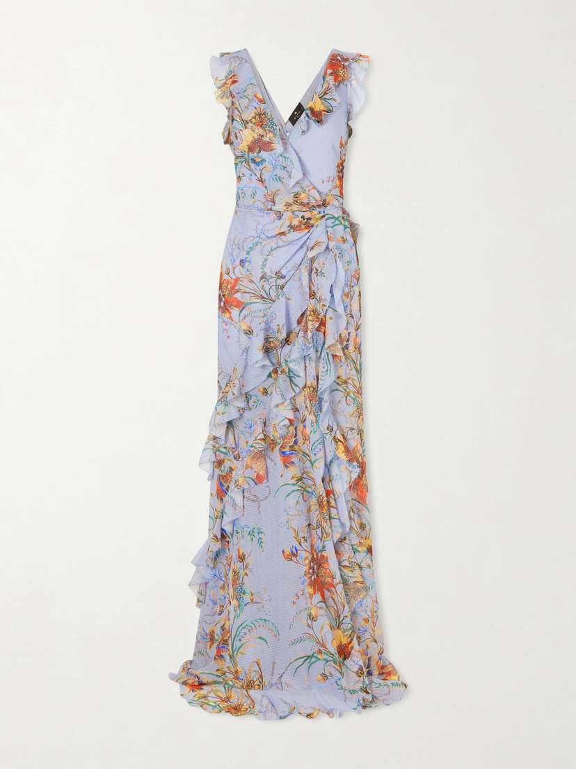 Etro Ruffled Tiered Paisley And Floral-print Satin Maxi Dress